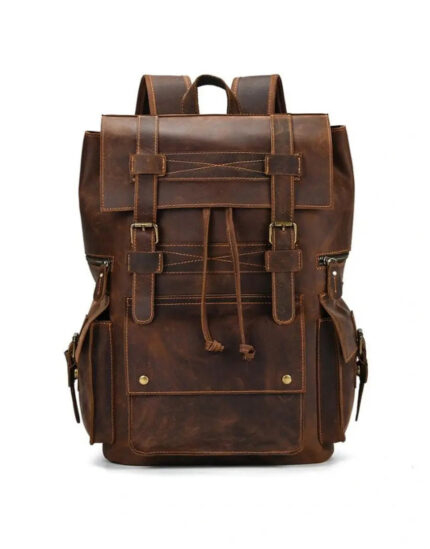 Brown Leather Travel Backpack by GL