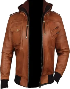 Brown Bomber Leather Jacket