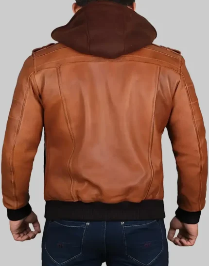 Brown Bomber Leather Jacket by GL