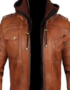 Brown Bomber Leather Jacket by GL for male