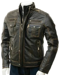 Male’s Genuine Lambskin Motorcycle Leather Jacket -Pure Lambskin Leather