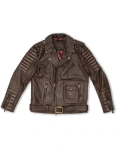 Belvedere Rust Brown Leather Jacket for Men