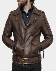 belvedere rust brown leather jacket for men