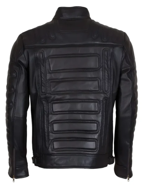 Black Motorcycle Genuine Leather Jacket for Men