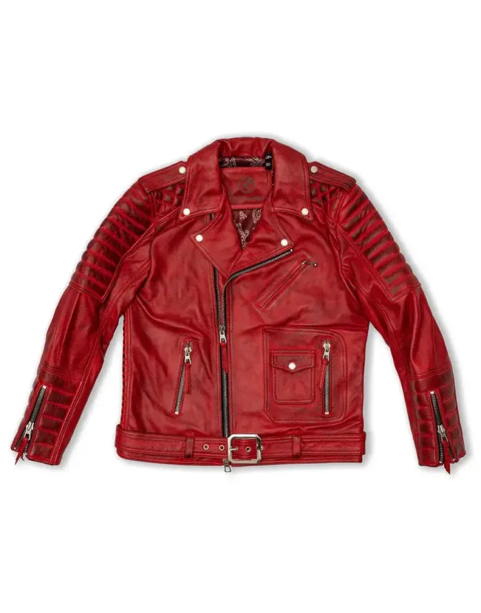 Belvedere Red Leather Jacket for Men