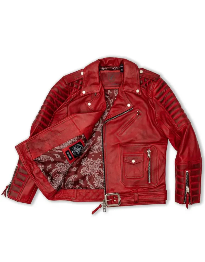 Belvedere Red Leather Jacket for male