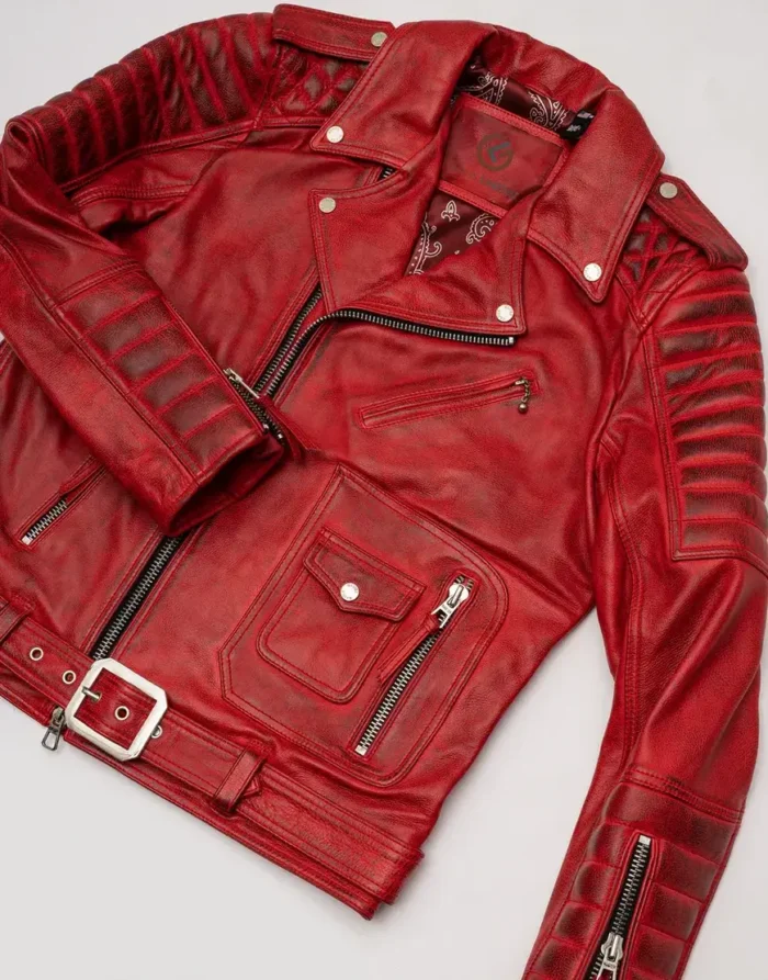 Belvedere Red Leather Jacket for boys