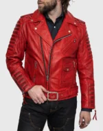 belvedere red leather jacket for men