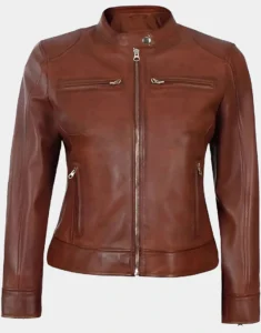 Black & Brown Motorcycle Lambskin Leather Jacket by GL