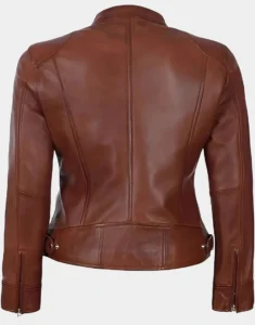 Women Black & Brown Motorcycle Lambskin Leather Jacket