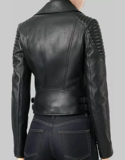 Women’s Black Motorcycle Genuine Lambskin Leather Jacket