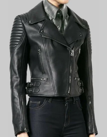 GL's Women’s Black Motorcycle Genuine Lambskin Leather Jacket