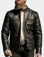 Daytona Men Black Biker Leather Jacket by gloss leather