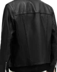 Warner Relaxed Fit Whipstitch Leather Biker Jacket