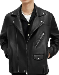 Whipstitch Leather Biker Jacket