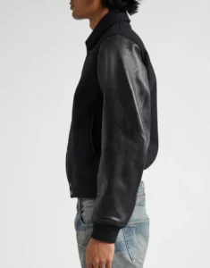 Wool Blend & Leather Varsity Jacket for male