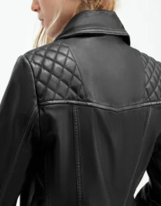 Cargo Distressed Leather Biker Jacket by GL for women