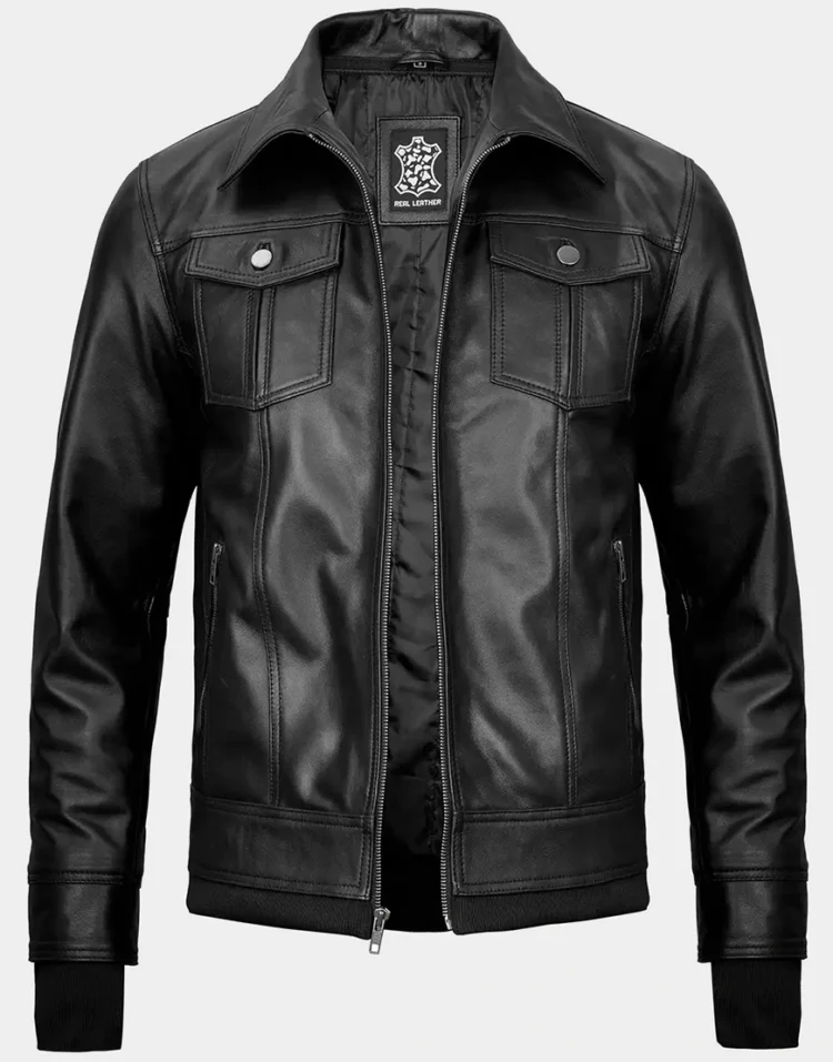 Tralee Men's Black Bomber Hooded Leather Jacket – Timeless appeal