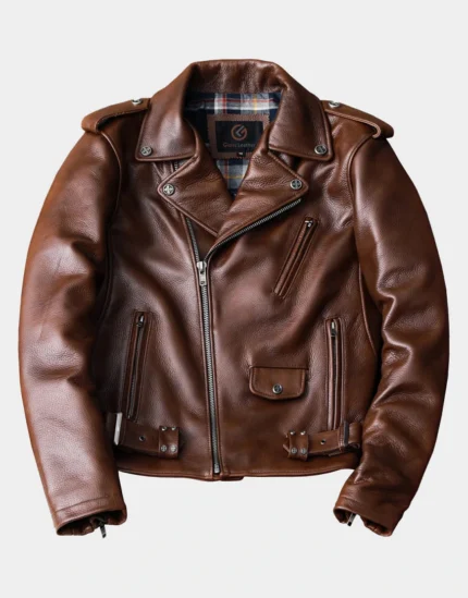 Biker Thick Cowhide Brown Leather Jacket