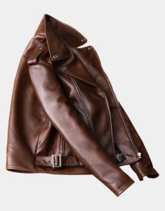 GL's Biker Thick Cowhide Brown Leather Jacket