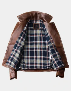 gloss leather's Biker Thick Cowhide Brown Leather Jacket