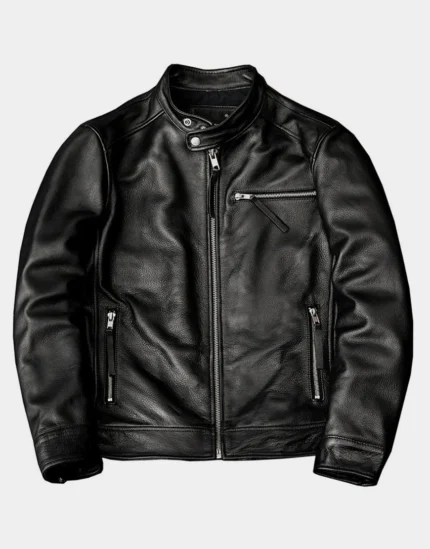 Cowhide Black Leather Jacket For Men