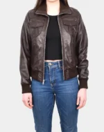 DR514 Leather Classic Bomber Jacket by gloss leather for girls