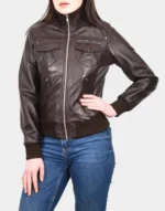 DR514 Leather Classic Bomber Jacket by GL for girls