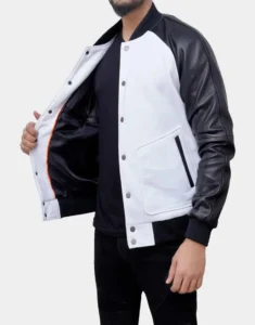 Grayson Black and Yellow Varsity Jacket by Gloss leather for men