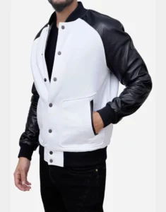 Wool Blended Black and White Men's Bomber Jacket by GL