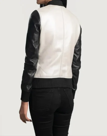 Gloss Leather's White and Black Bomber Leather Jacket