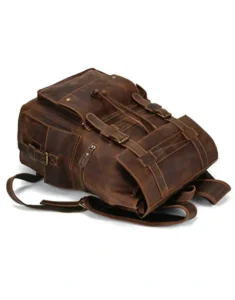 brown color Leather Travel Backpack for male