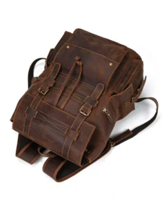 brown color Leather Travel Backpack for female