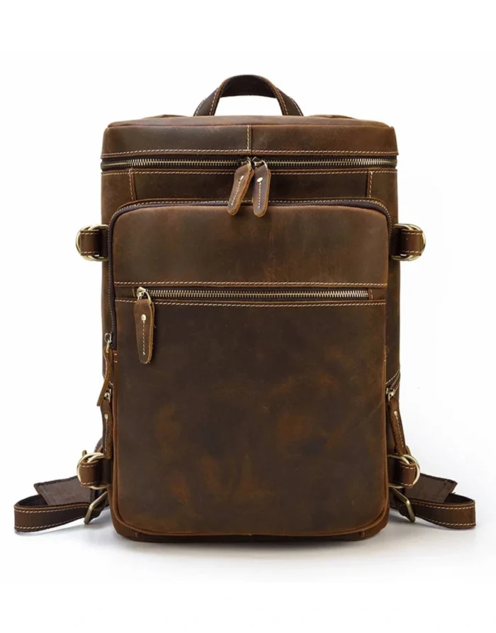 genuine Leather Backpack brown color by Gloss Leather for boys