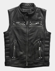 Motorcycle Rivets Genuine Leather Vest by Gloss leather for boys