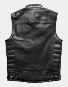 Motorcycle Rivets Genuine Leather Vest by Gloss leather for male