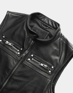 Motorcycle Rivets Genuine Leather Vest by Gloss leather