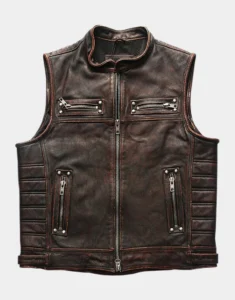 Motorcycle Rivets Genuine Leather Vest by GL