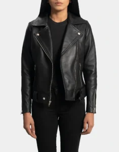 Rumy Black Leather Biker Jacket by Gloss Leather