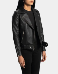 Rumy Black Leather Biker Jacket by GL