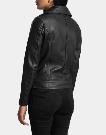 Women's Rumy Black Leather Biker Jacket by GL