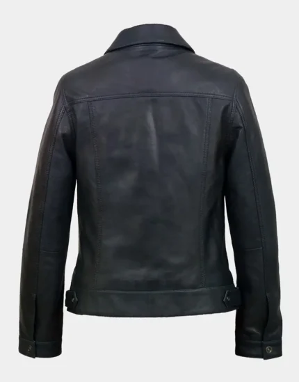 Black Denim Style Tilly Leather Jacket for women by GL