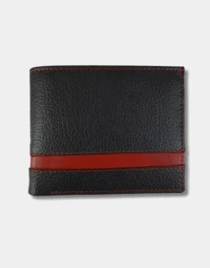 V-Shaped Dotted Black and Red Wallet by Gloss Leather