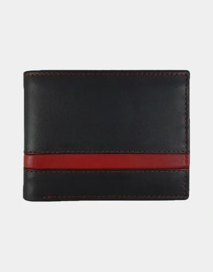 Classic Black and red leather Wallet for male