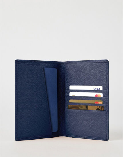 Navy Blue Luxe Leather Passport Wallet by Gloss Leather for boys