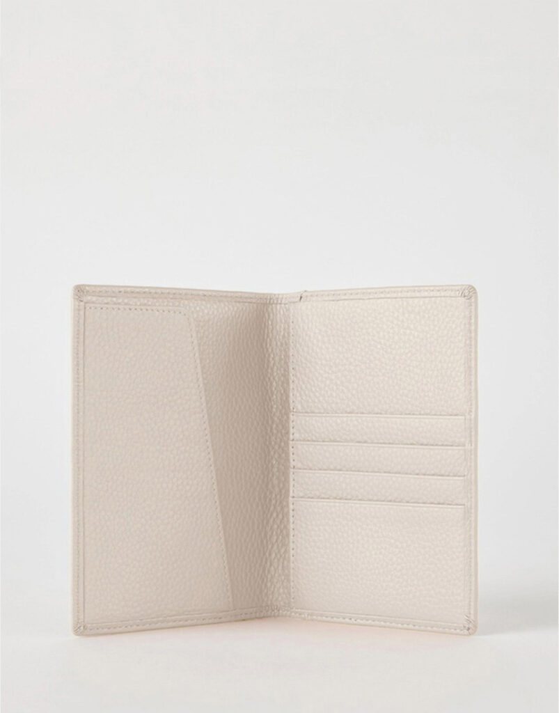 Off White Luxe Leather Passport Wallet by Gloss Leather for female