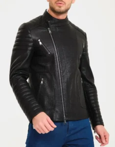 Men Black varsity Jacket by Gloss Leather