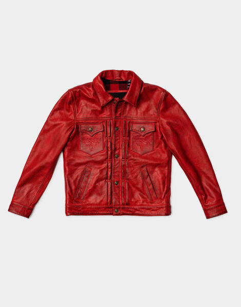 cardinal red motorcycle jacket for male