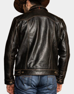 rugged coffee leather jacket for men