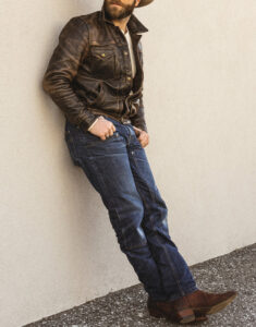 rugged coffee leather jacket for male